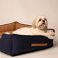 HUFT Classic Lounger Dog Bed - Navy & Brown - Heads Up For Tails