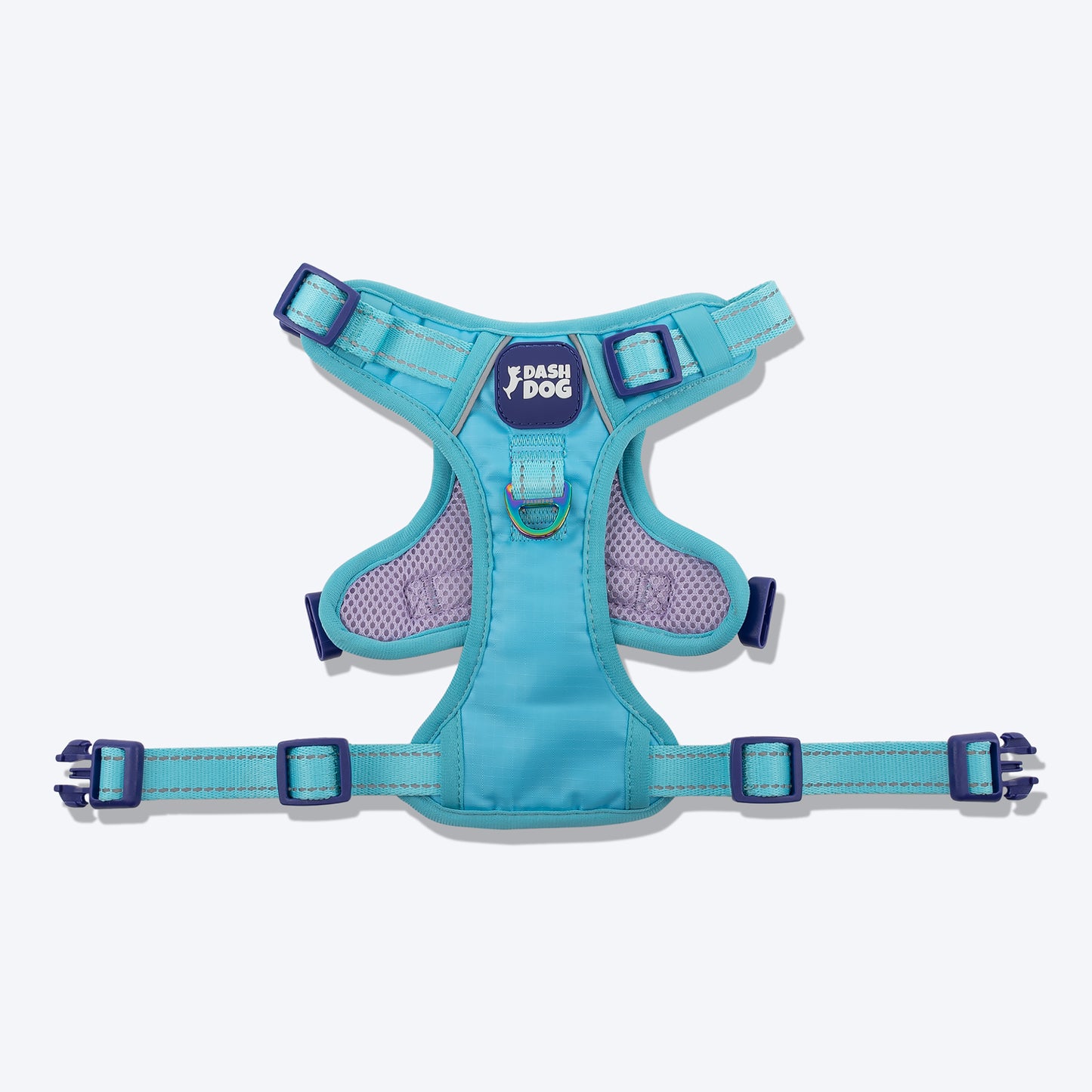 Dash Dog Zoom Walk Along Harness - Aqua Blue & Lavender - Heads Up For Tails