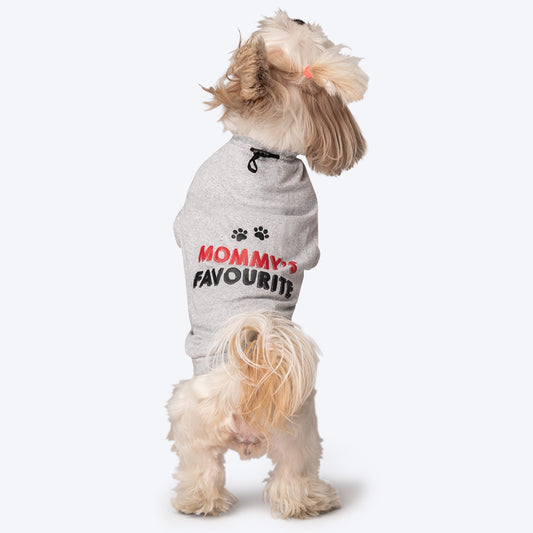 HUFT Twinning - Mommy's Favourite T-Shirt For Dogs - Grey with Black & Red Print - Heads Up For Tails