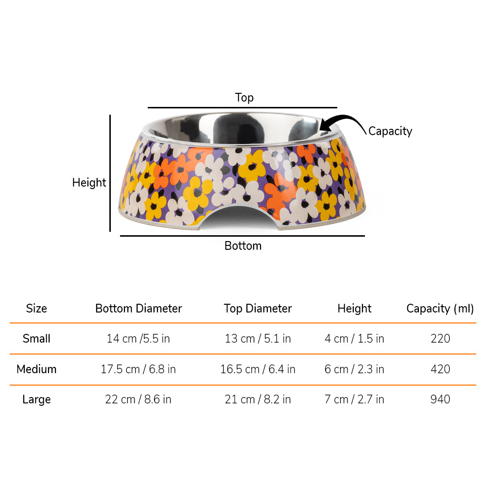 HUFT MisFit Meadow Melamine Bowl For Dogs and Cats - Heads Up For Tails