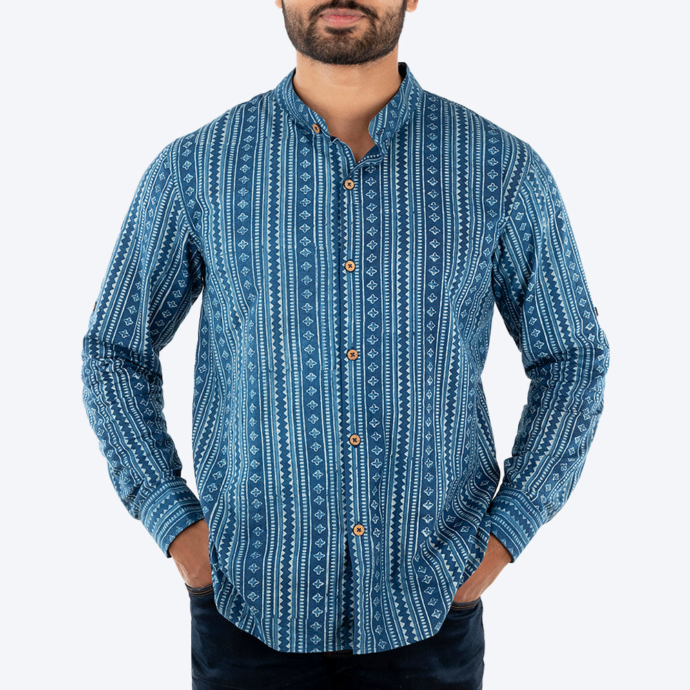 HUFT The Indian Collective Pankti Human Shirt - Indigo - Heads Up For Tails