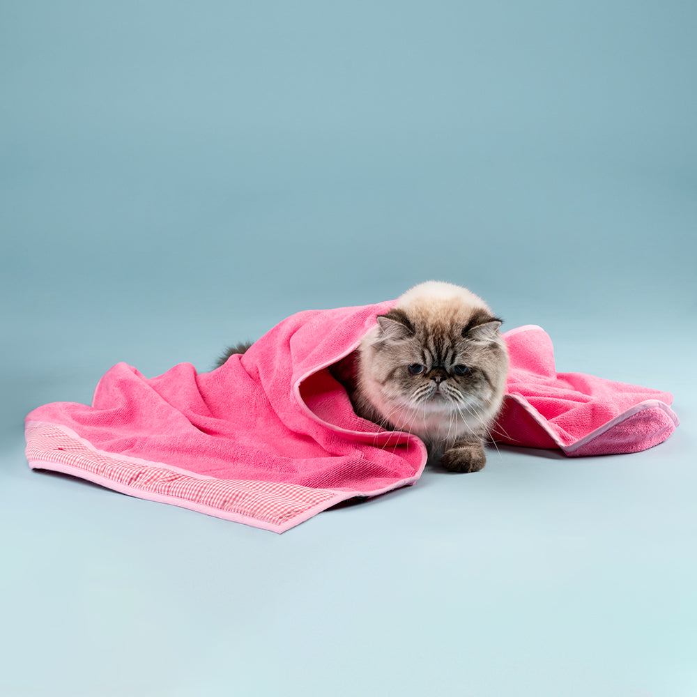 HUFT Cutest Microfiber Towel For Puppy & Kitten - Light Pink - Heads Up For Tails