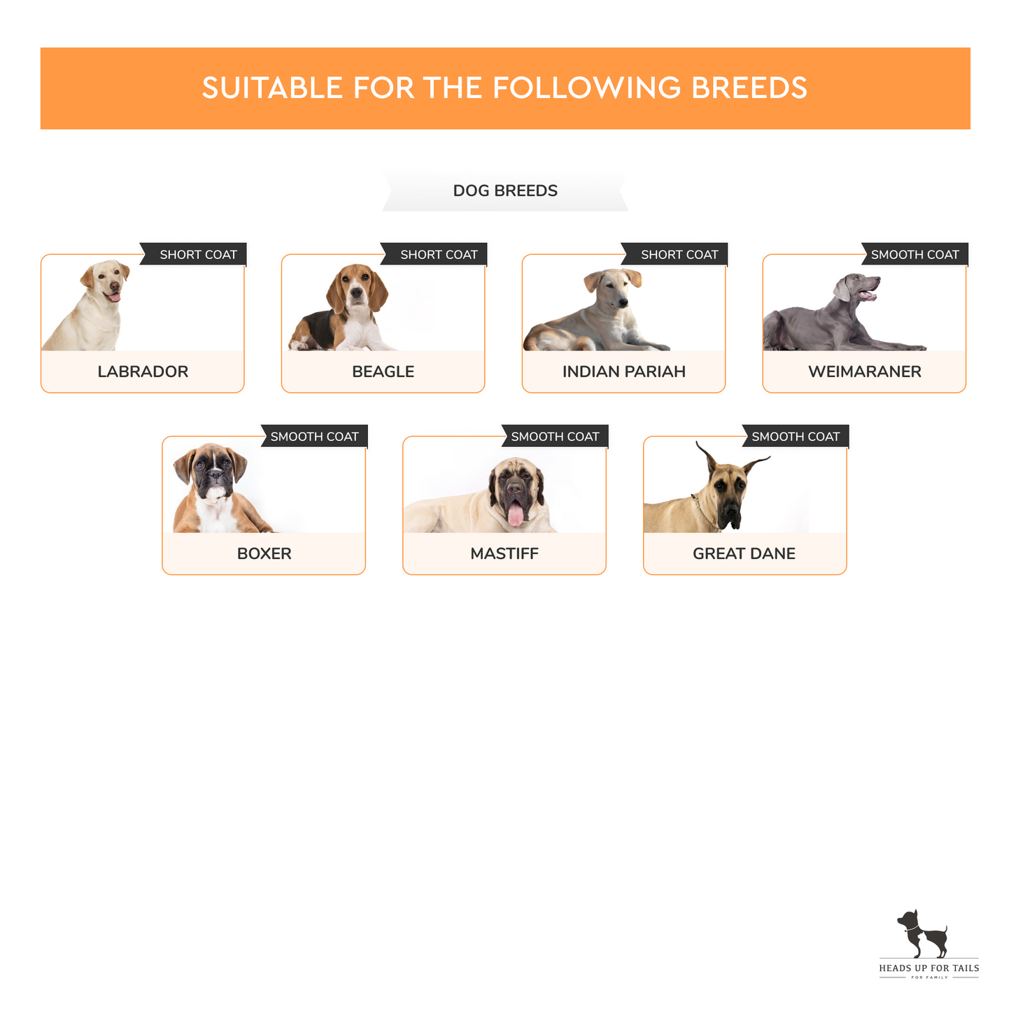 HUFT Double Sided Brush for Dogs & Cats - Orange - Heads Up For Tails