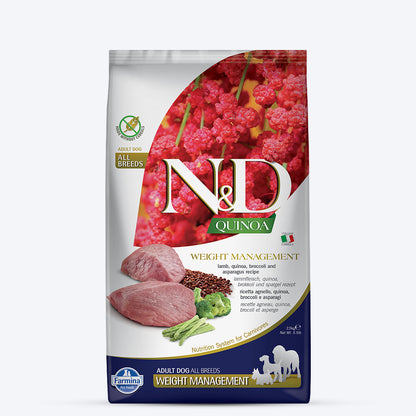 Farmina N&D Lamb, Quinoa, Broccoli and Asparagus Weight Management Grain Free Adult Dry Dog Food-01