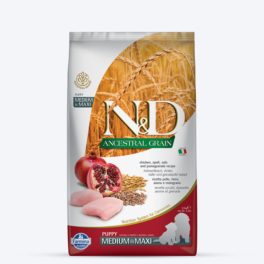 Farmina N&D Low Grain Medium and Maxi Breed Dry Puppy Food - Chicken & Pomegranate - Heads Up For Tails