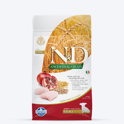 Farmina N&D Low Grain Mini Breed Dry Puppy Food - Chicken & Pomegranate - Heads Up For Tails