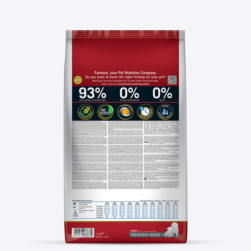 Farmina N&D Pumpkin Chicken & Pomegranate Grain Free Dry Puppy Food - Medium & Maxi Breed - Heads Up For Tails