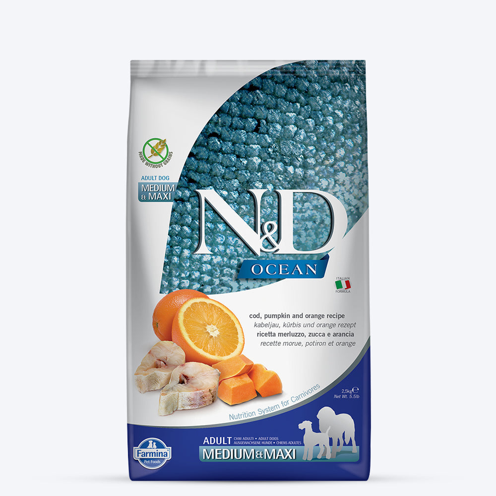 Farmina Dry Dog Food N D Grain Free Codfish Orange Adult Medium