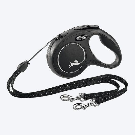 Flexi New Classic Tape/Belt - 5M Black) Duo- Retractable Dog Leash-1