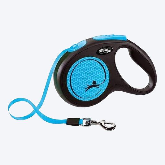 Flexi New Neon Reflect Blue Tape 5m - Retractable Dog Leash-1
