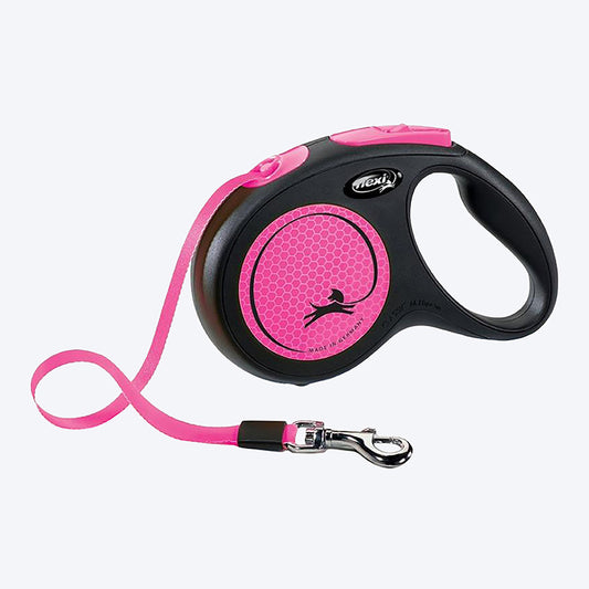 Flexi New Neon Reflect Pink Tape 5m - Retractable Dog Leash-1