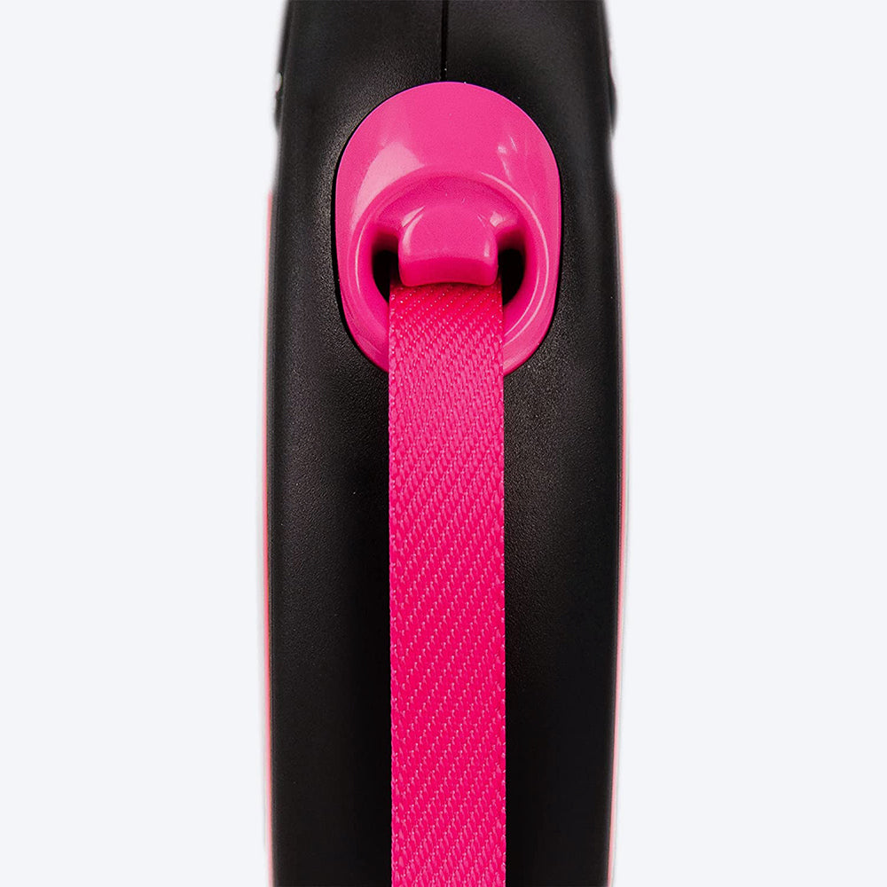 Flexi New Neon Reflect Pink Tape Retractable Dog Leash - 5m - Heads Up For Tails