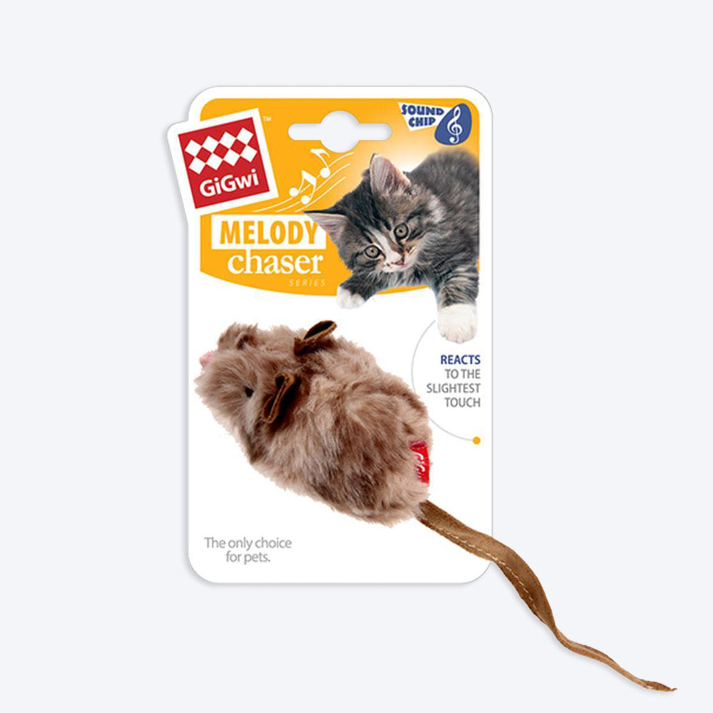 GiGwi Melody Chaser Cat Toy - Mouse (with Motion Activated Sound Chip) - Heads Up For Tails