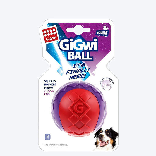 GiGwi Ball Squeaker - Medium - Red/Purple - Heads Up For Tails