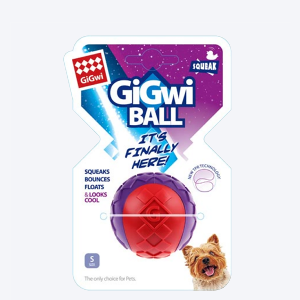 GiGwi Ball Squeaker Toy for Dogs - Red/Purple - Heads Up For Tails