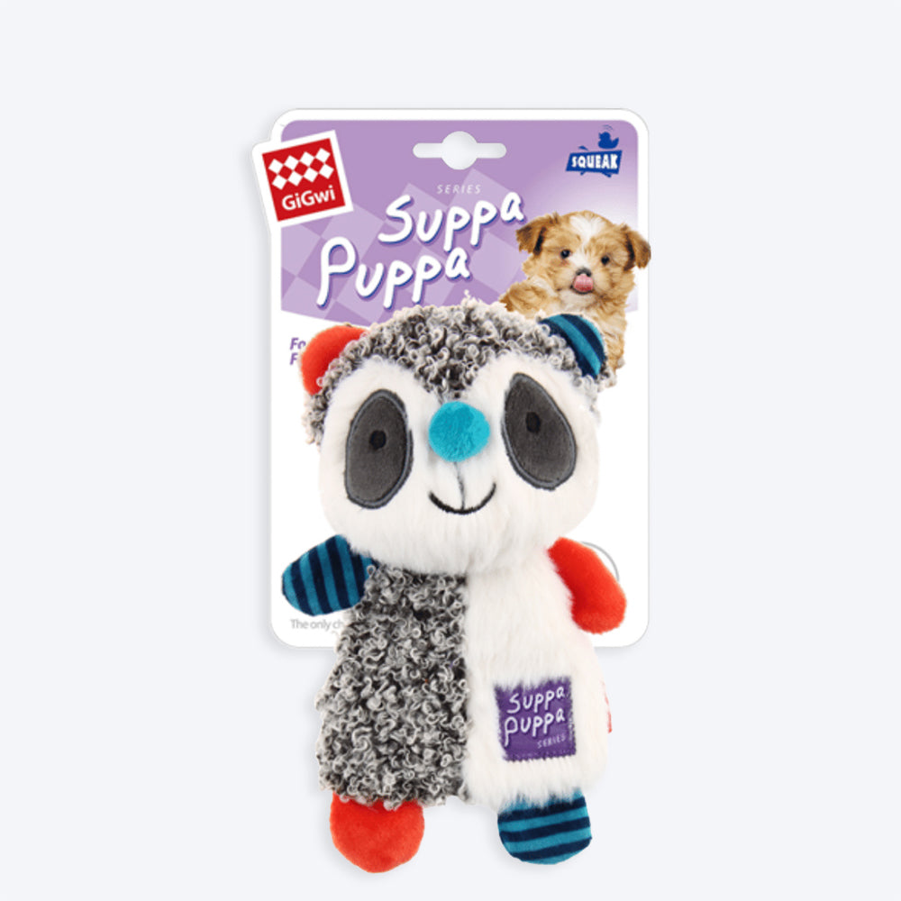 GiGwi Suppa Puppa Racoon with Squeaker Dog Plush Toy - S - Heads Up For Tails