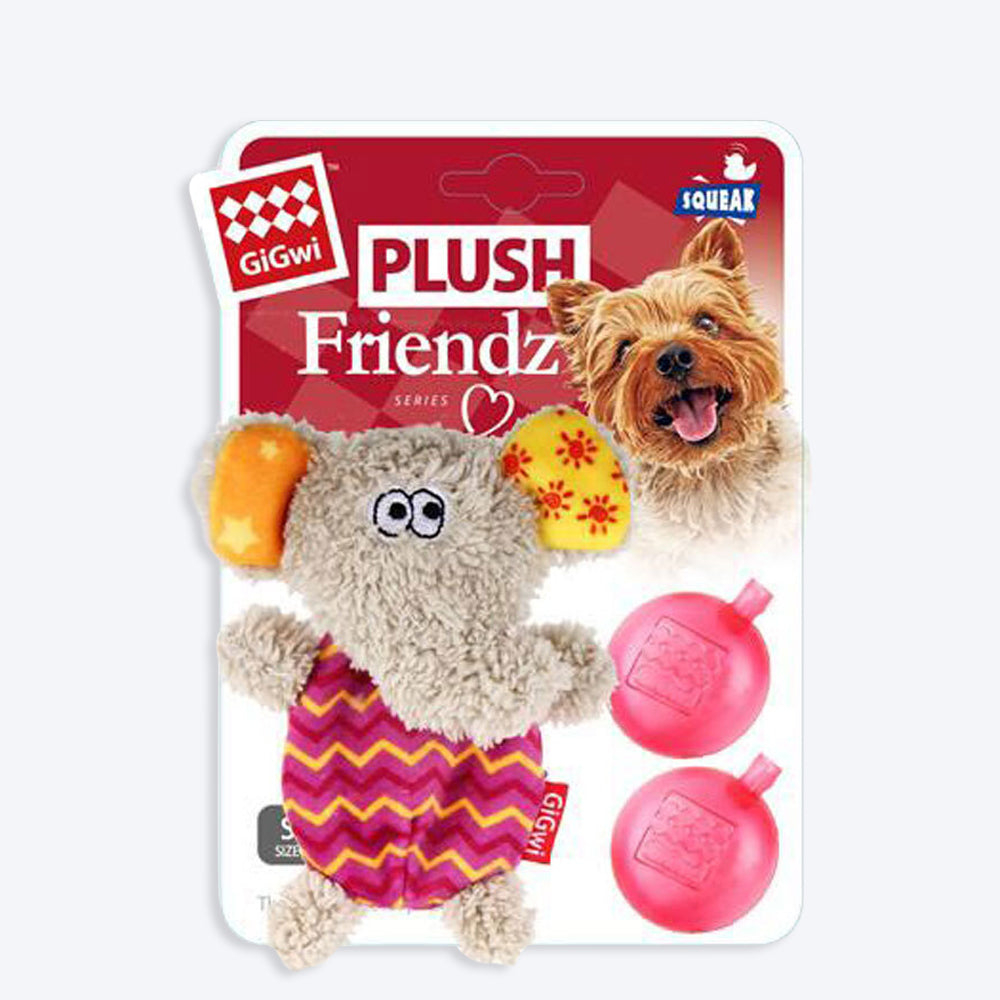 GiGwi Elephant Plush Friendz With Refillable Squeaker Dog Toy - Small_04
