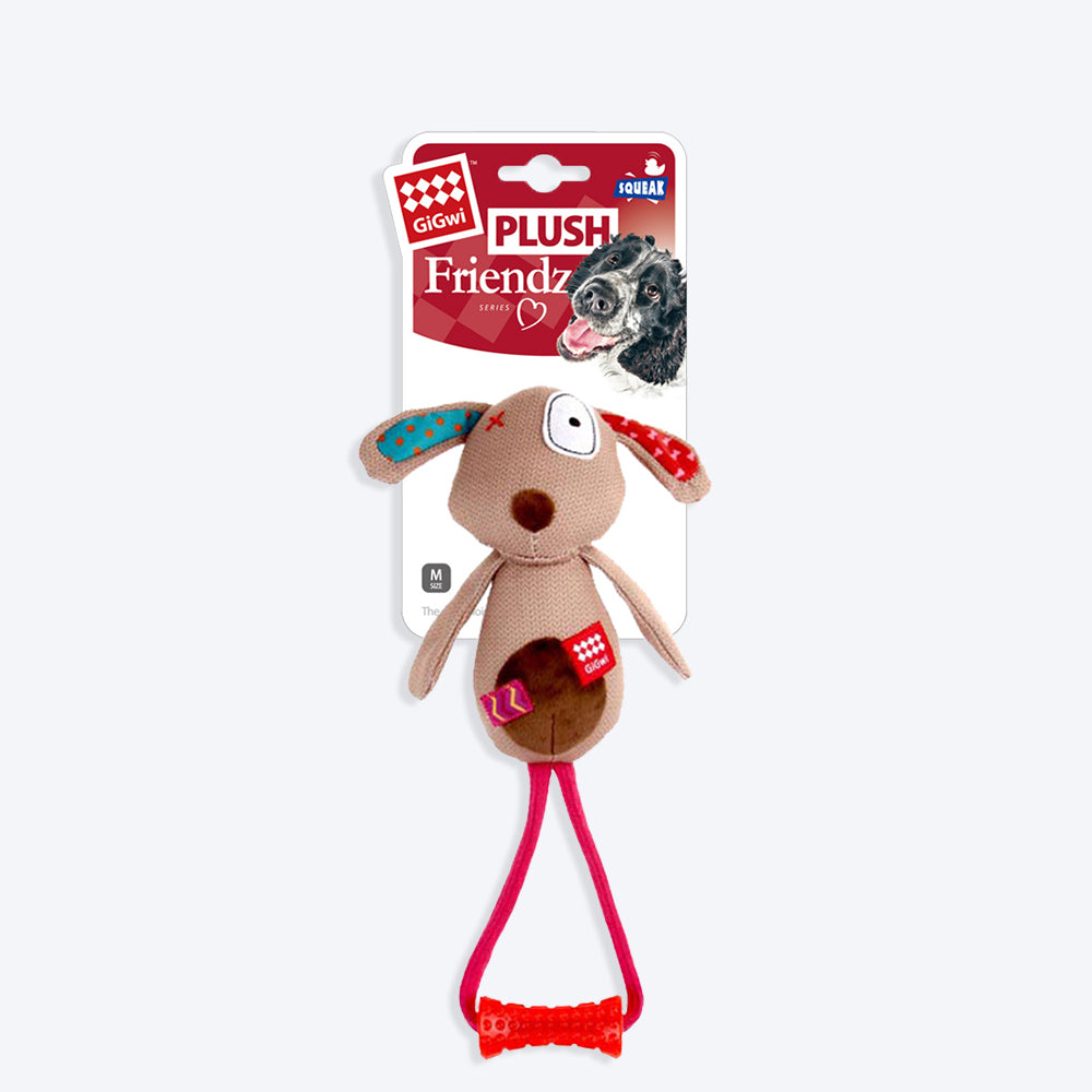 GiGwi Friendz Dog Plush Toy - Dog (with TPR Johnny Stick) - Heads Up For Tails