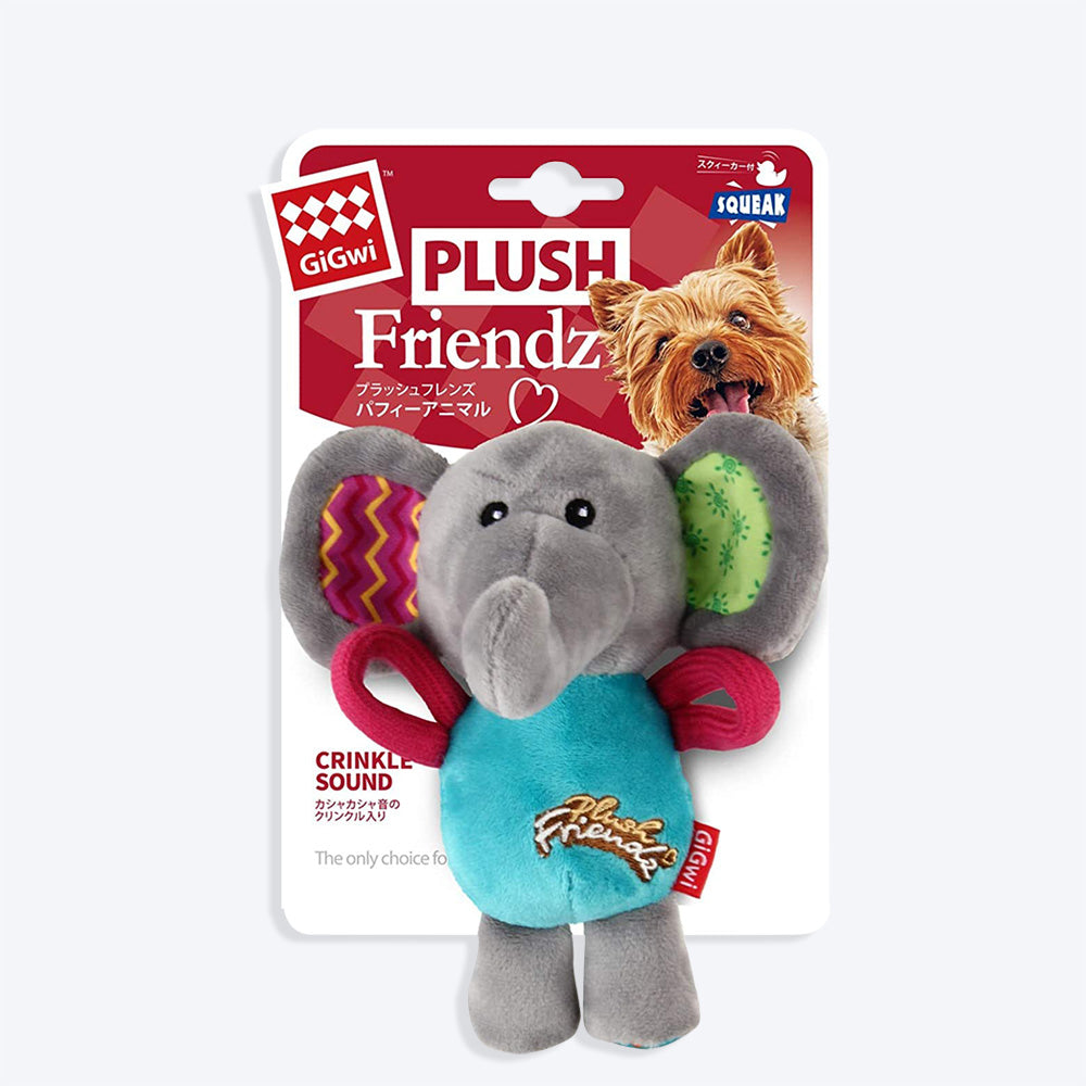 GiGwi Friendz Dog Plush Toy - Elephant (with Squeaker) - Heads Up For Tails