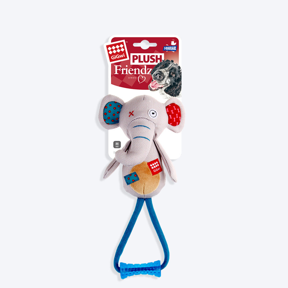 GiGwi Friendz Dog Plush Toy - Elephant (with TPR Johnny Stick) - Heads Up For Tails