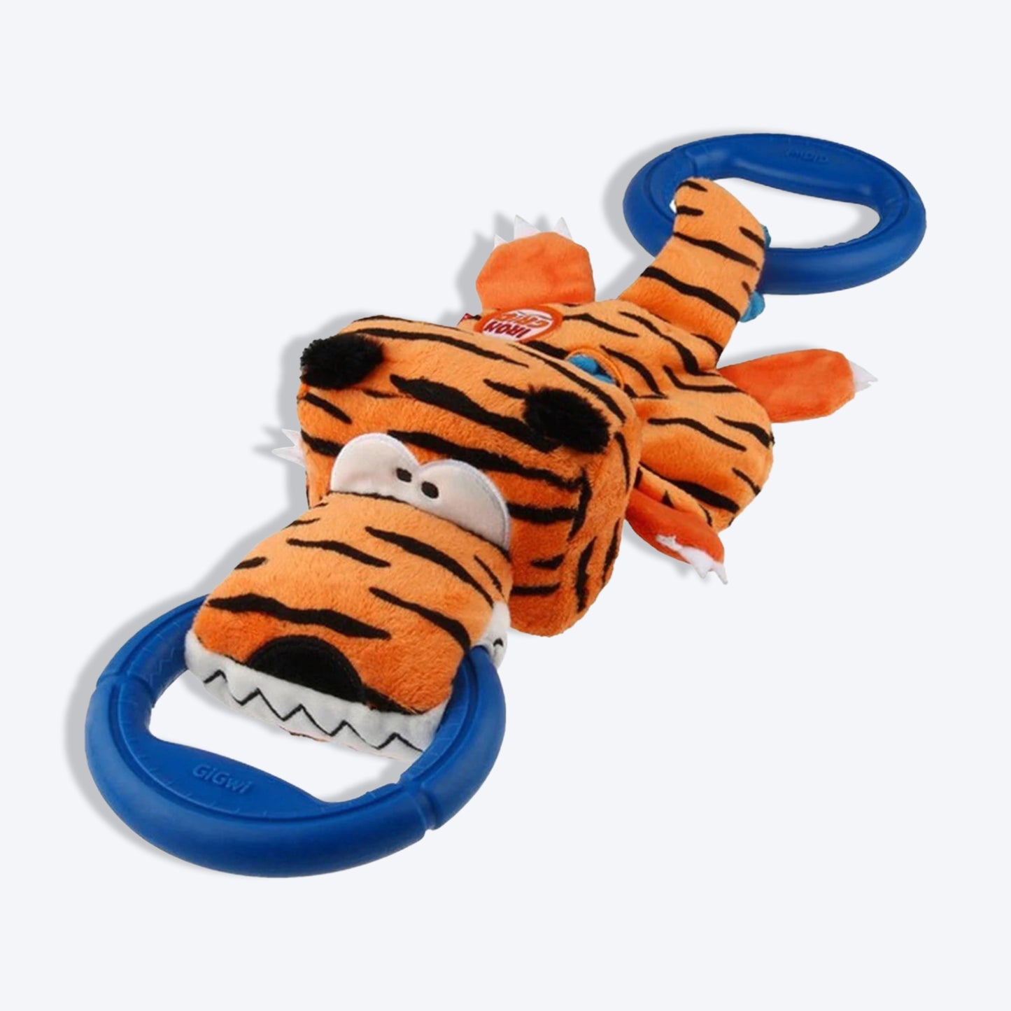 GiGwi Iron Grip Tiger Plush Tug Dog Toy with TPR Handle - Heads Up For Tails