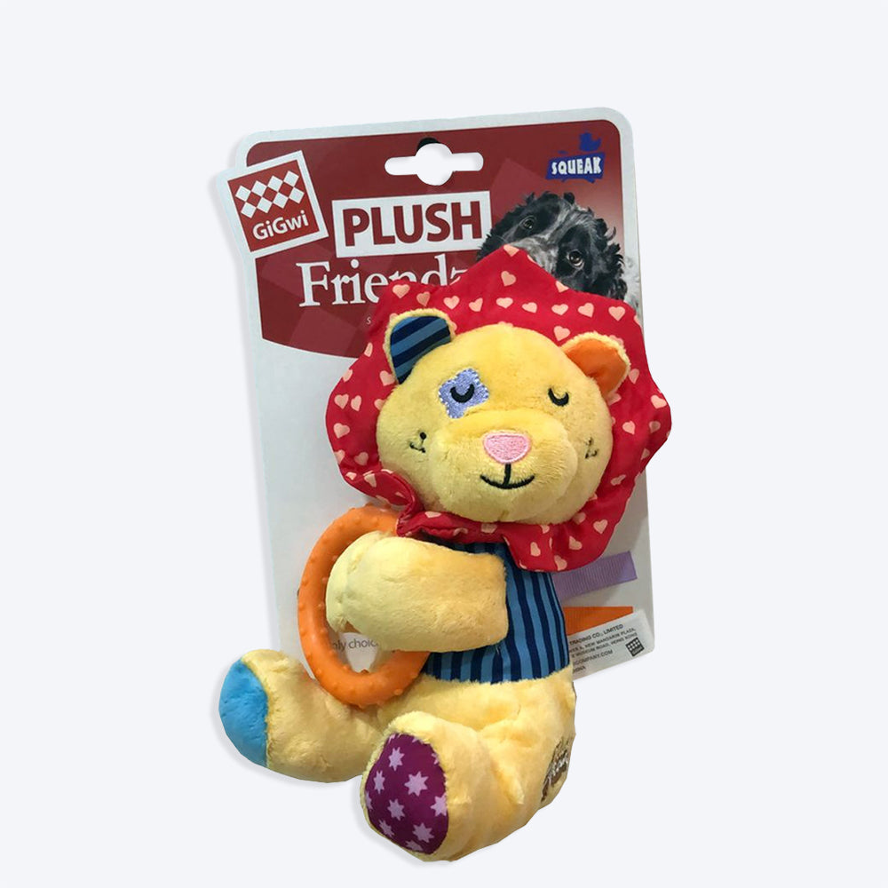GiGwi Lion Plush Friendz With Squeaker And TPR Ring Dog Toy - Heads Up For Tails