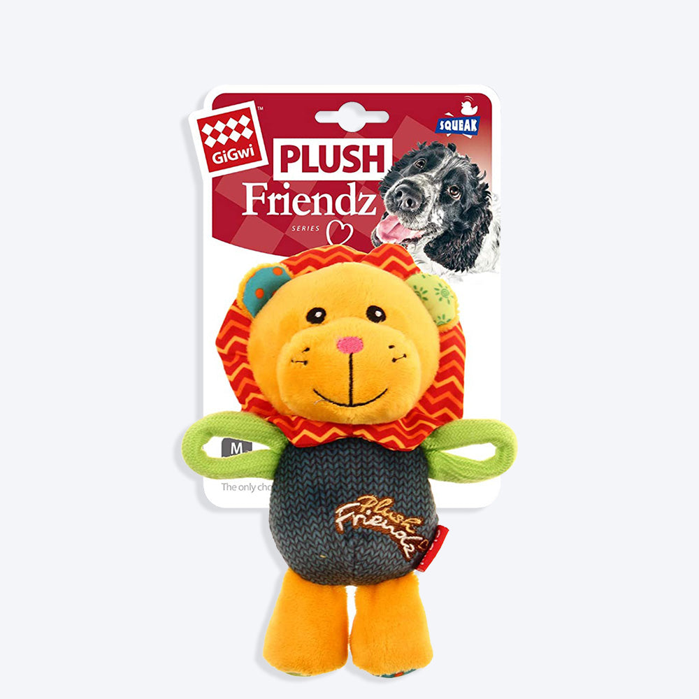 GiGwi Plush Friendz Dog Toy - Lion (with Squeaker) - Heads Up For Tails