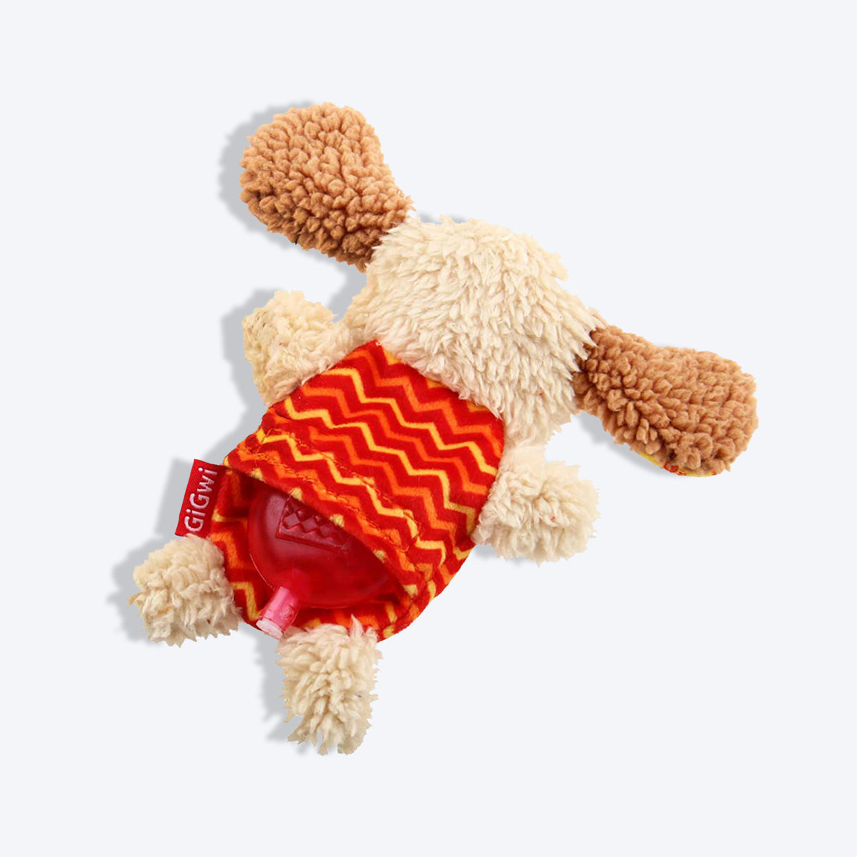 GiGwi Plush Friendz Dog Toy with Refillable Squeaker - Dog - Grey/Red - Heads Up For Tails