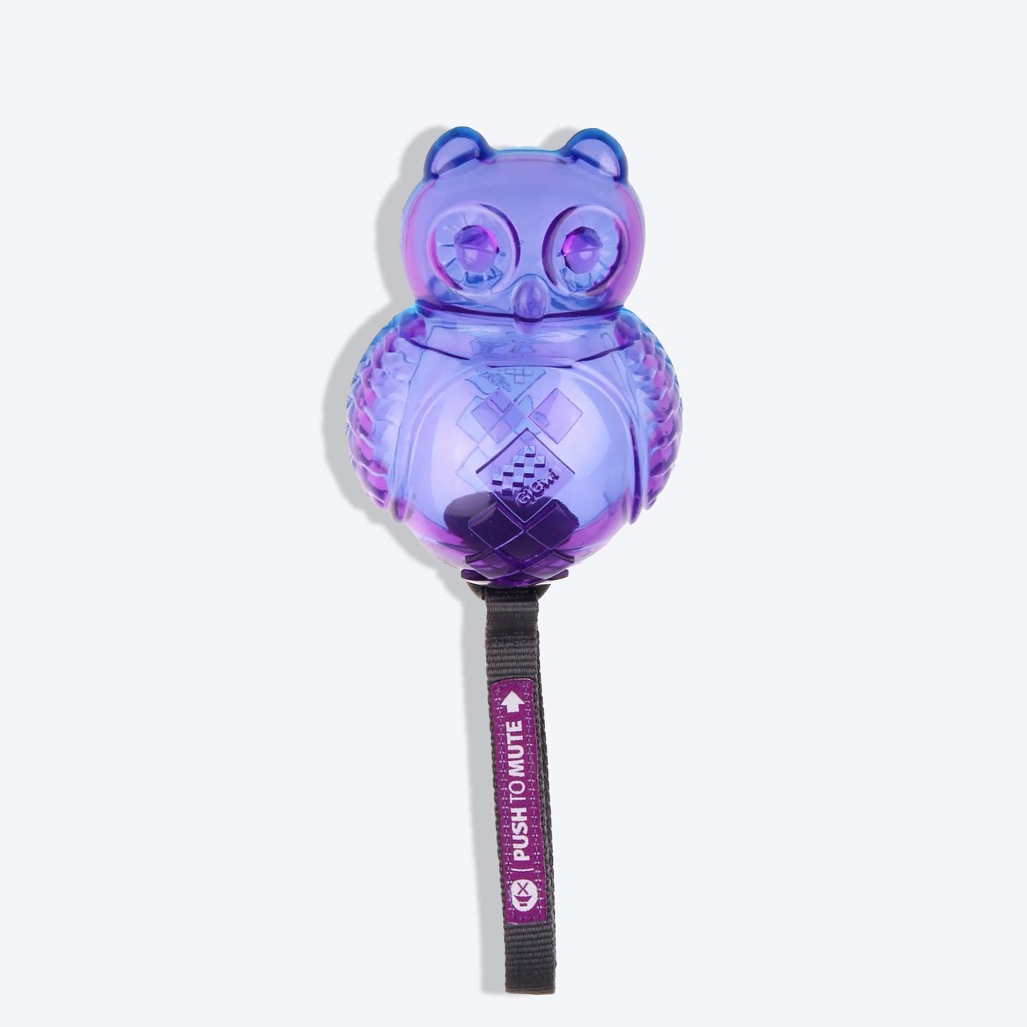 GiGwi Push To Mute Dog Chew Toy - Owl (Transparent) - Blue/Purple - Heads Up For Tails