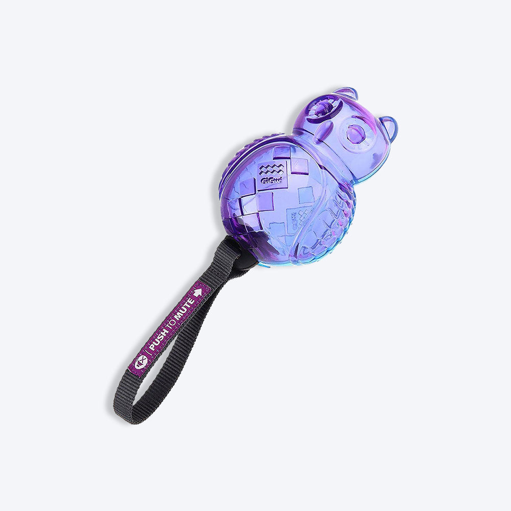 GiGwi Push To Mute Dog Chew Toy - Owl (Transparent) - Blue/Purple - Heads Up For Tails