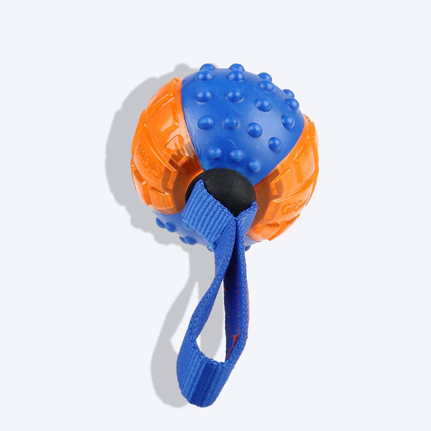 GiGwi Push To Mute Dog Toy - Ball (Solid/Transparent) - Blue/Orange - Heads Up For Tails