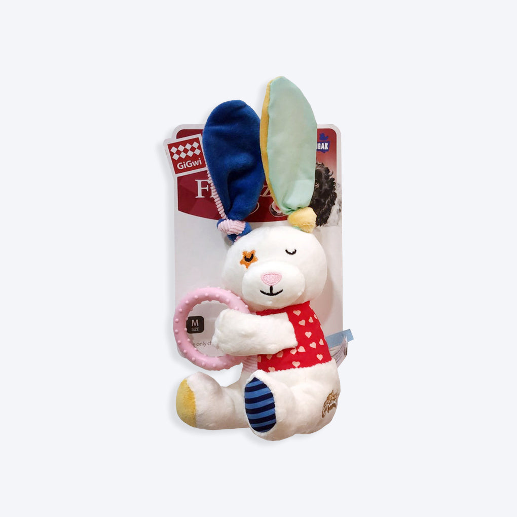 GiGwi Rabbit Plush Friendz With Squeaker And TPR Ring Dog Toy - Heads Up For Tails