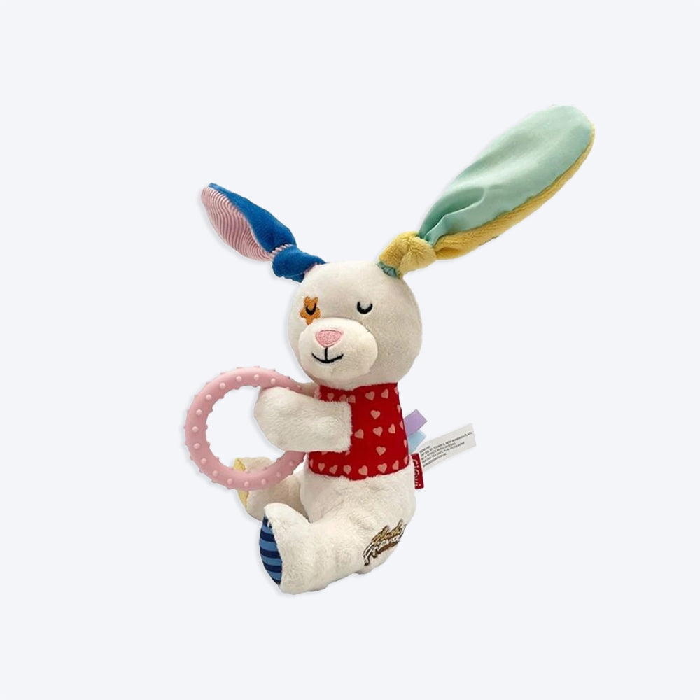 GiGwi Rabbit Plush Friendz With Squeaker And TPR Ring Dog Toy - Heads Up For Tails