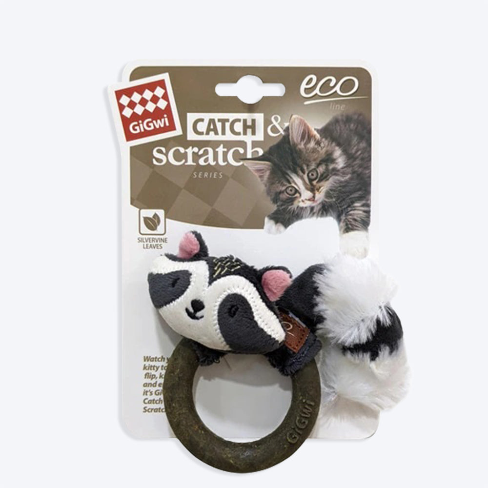 GiGwi Raccoon Catch And Scratch Ecoline With Silvervine Ring Cat Toy - Heads Up For Tails