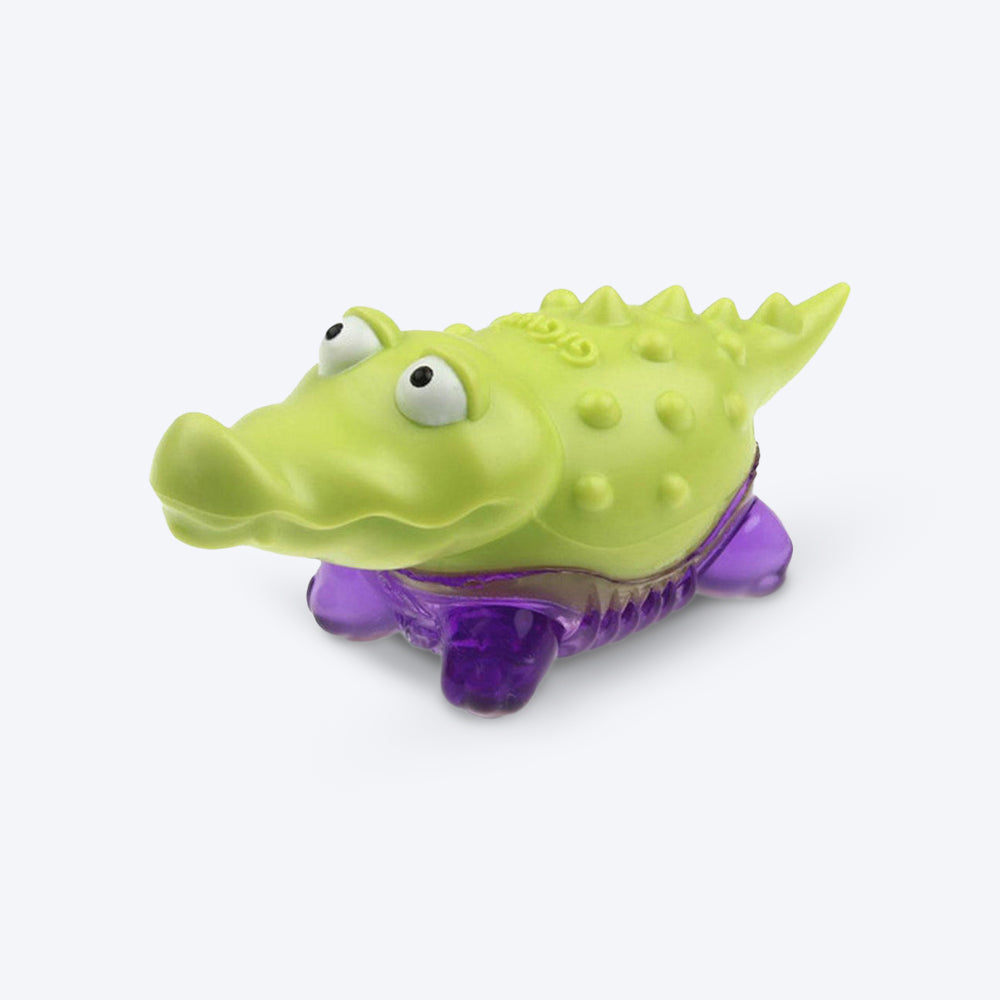 GiGwi Suppa Puppa Dog Squeaker Toy - Alligator - Green/Purple - Heads Up For Tails