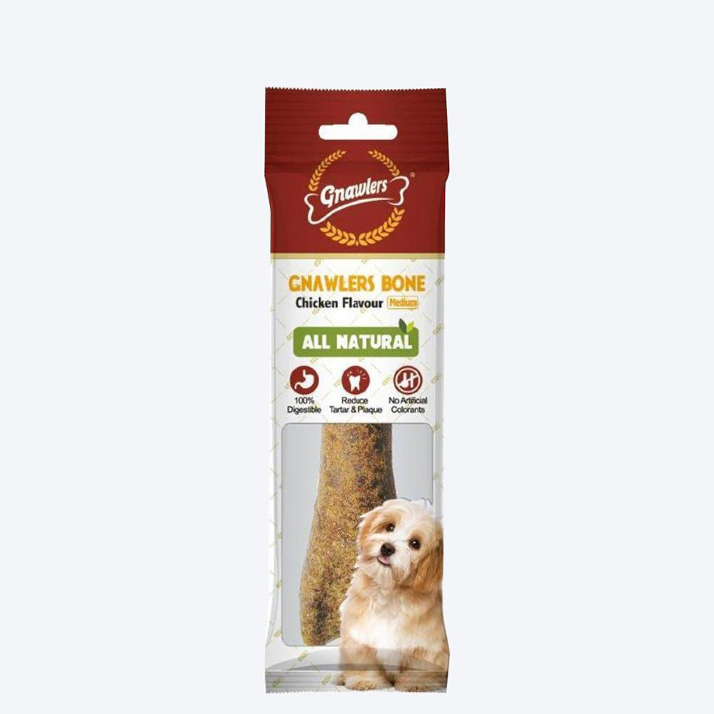 Gnawlers Bone Dog Treats - Chicken Flavour - Medium - 95 g - Heads Up For Tails