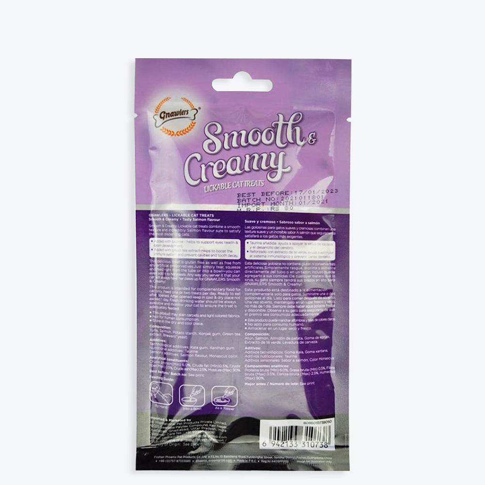 Gnawlers Creamy Treats Salmon Flavour for Cats- 60 g packs - Heads Up For Tails