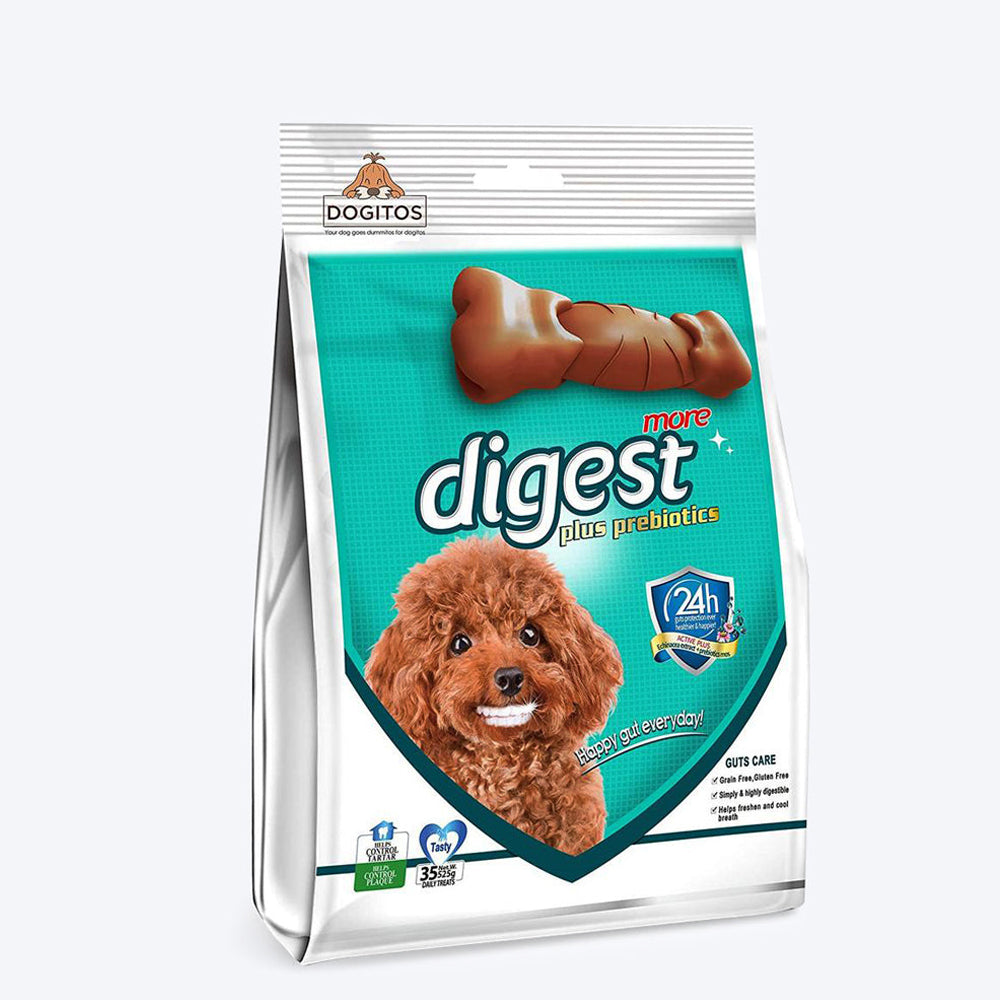 Gnawlers Digest More Plus Prebiotics Dental Chew Bone for Dogs - Heads Up For Tails