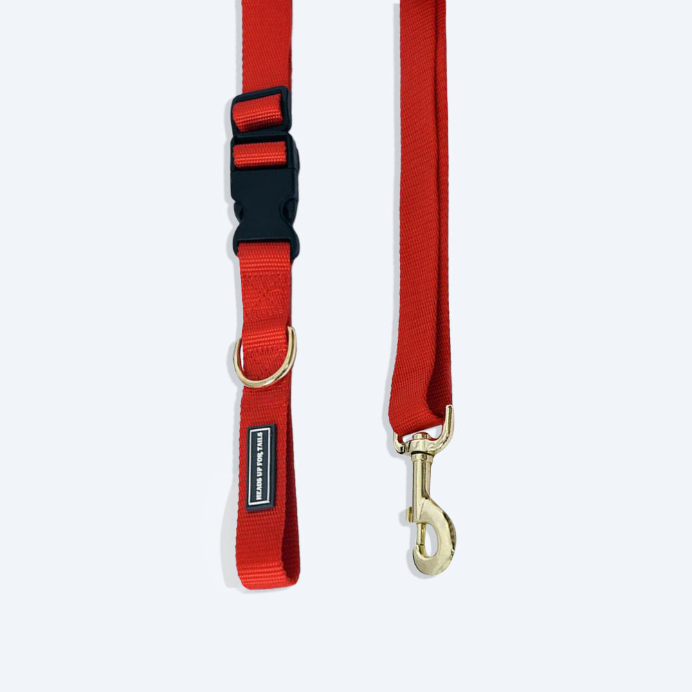 HUFT Adjustable Nylon Dog Leash - Red - 1.7 m - Heads Up For Tails