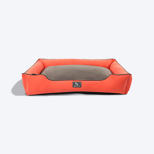 HUFT Classic Lounger Beds For Dogs - Coral With Grey - Heads Up For Tails