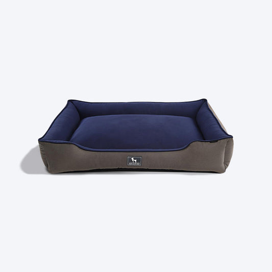 HUFT Classic Lounger Beds For Dogs - Grey With Navy - Heads Up For Tails