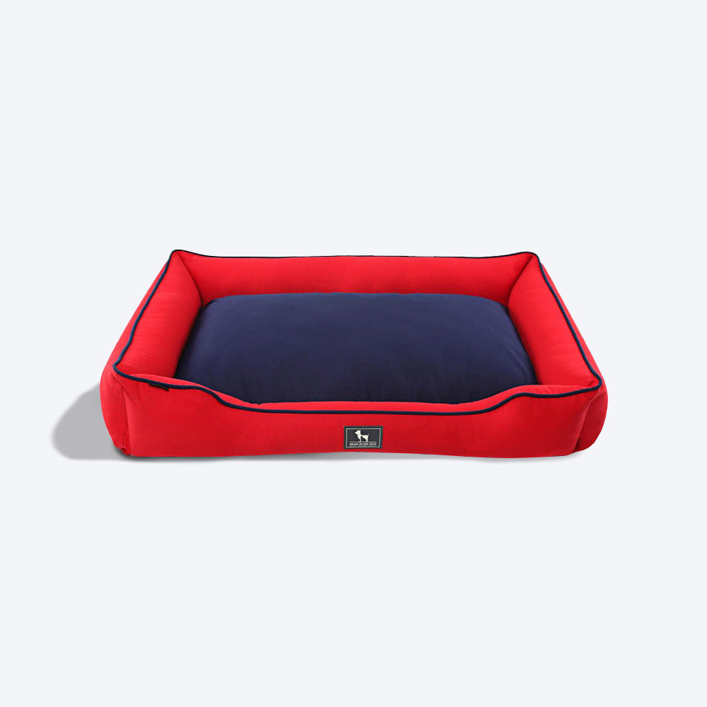HUFT Classic Lounger Beds For Dogs - Red & Navy