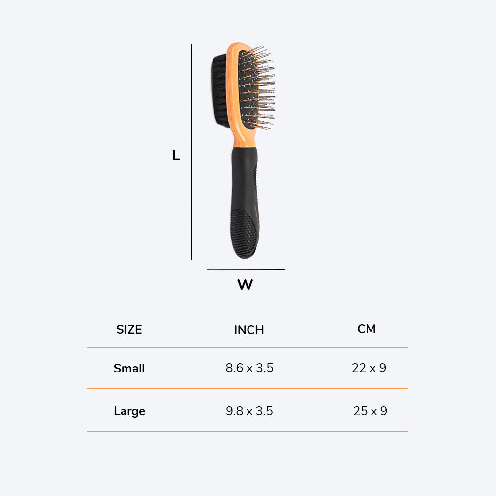 HUFT Double Sided Brush for Dogs & Cats - Orange - Heads Up For Tails