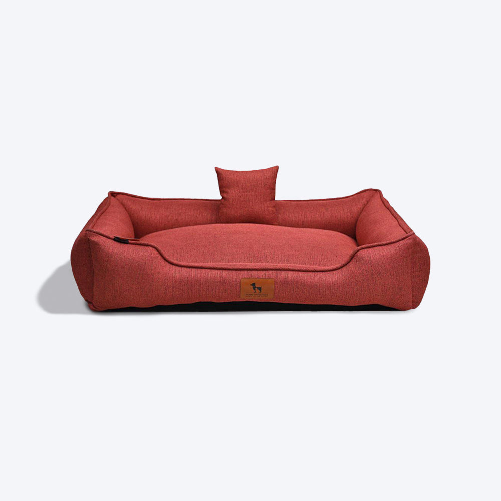 HUFT Nap Now Lounger Dog Bed (Free Cushion) - Brick Red - Heads Up For Tails