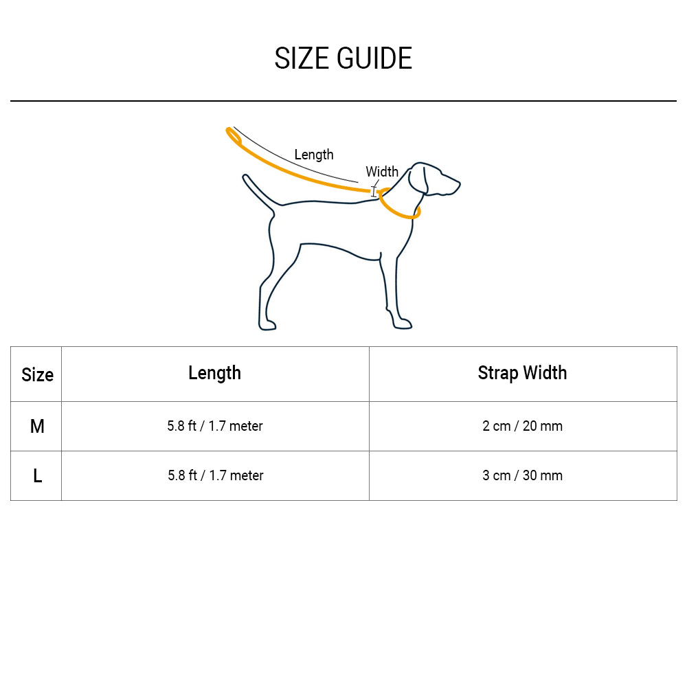HUFT Adjustable Nylon Dog Leash - Orange - 1.7 m - Heads Up For Tails