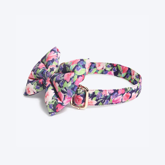 HUFT Flower Power Dog Collar With Free Bow Tie - Heads Up For Tails