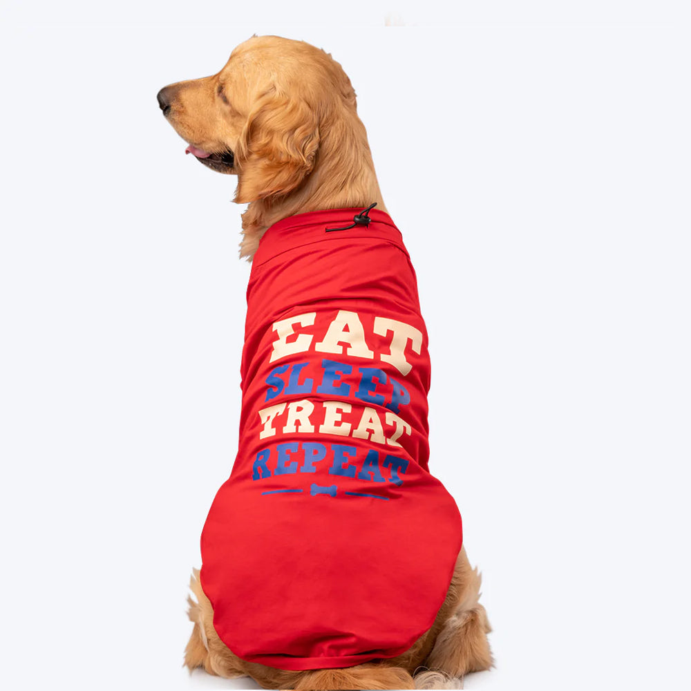 HUFT Eat Sleep Treat Repeat T-Shirt For Dog - Red - Heads Up For Tails