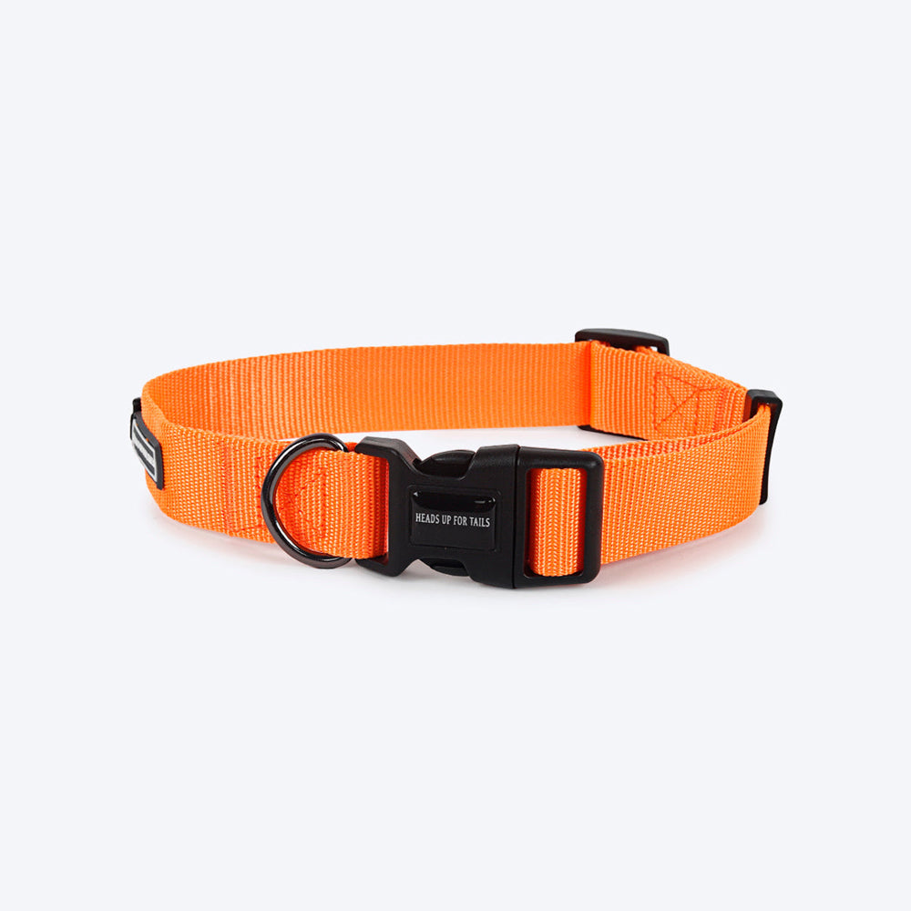 HUFT Essentials Nylon Dog Collar - Orange (Can be Personalised) - Heads Up For Tails