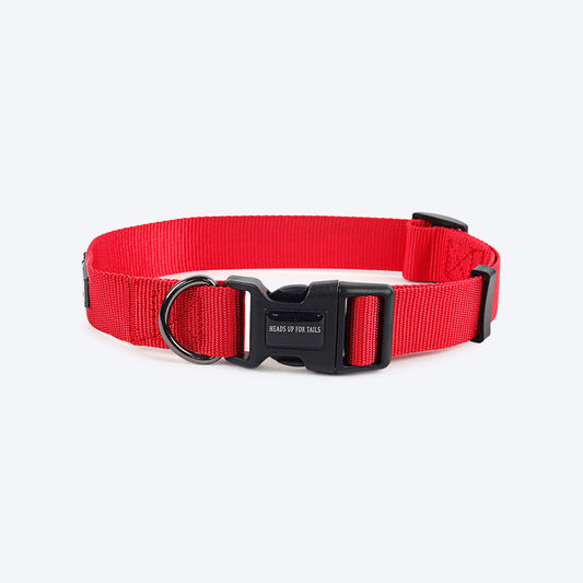 HUFT Essentials Nylon Dog Collar - Red (Can be Personalised) - Heads Up For Tails