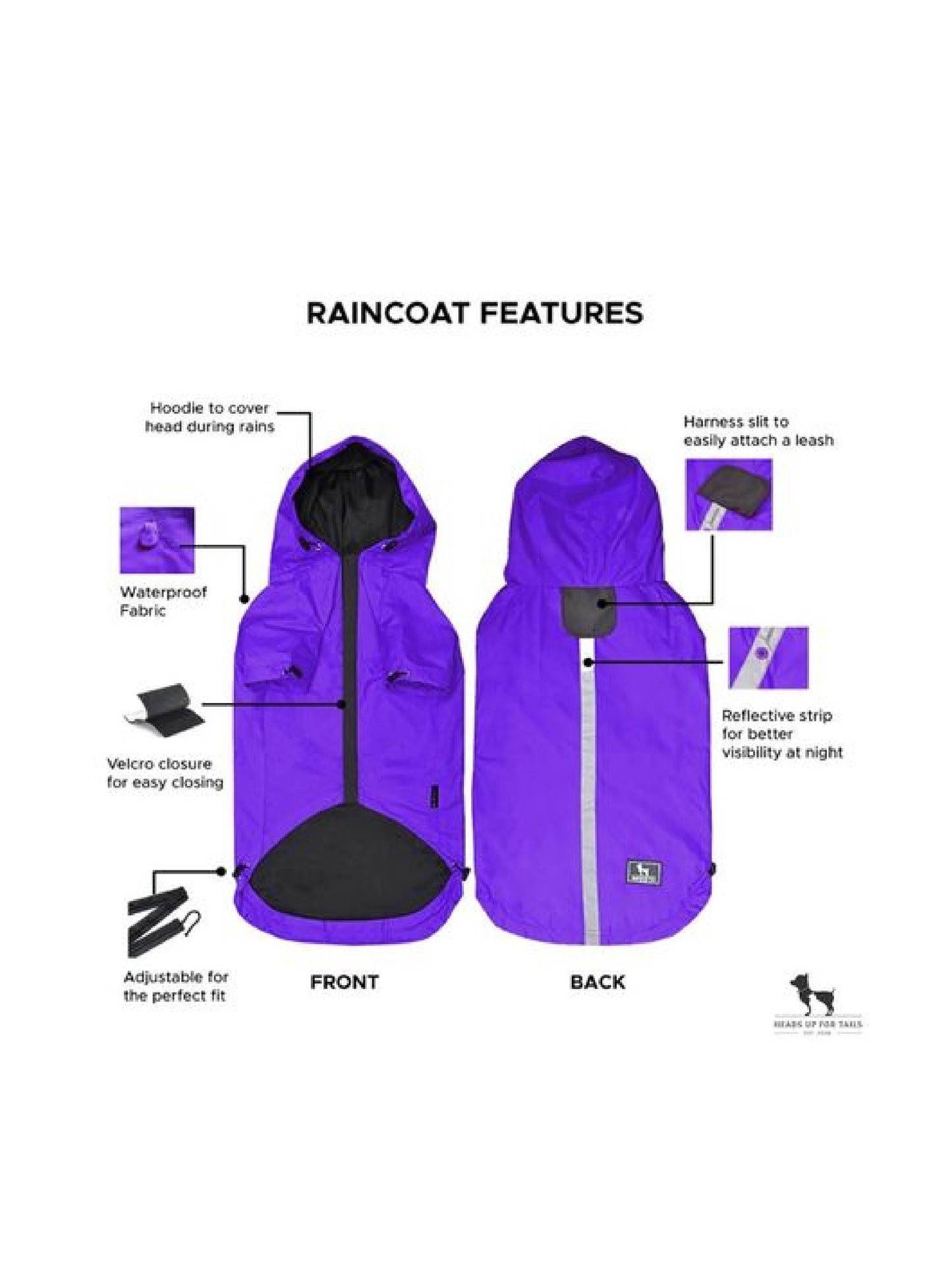 HUFT Drizzle Buddy Dog Raincoat - Purple2